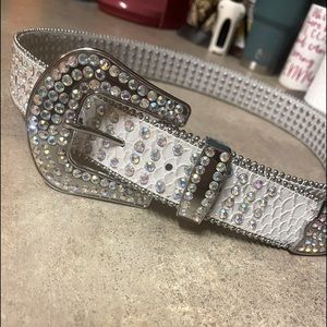 Genuine Leather white & rhinestone cowgirl belt